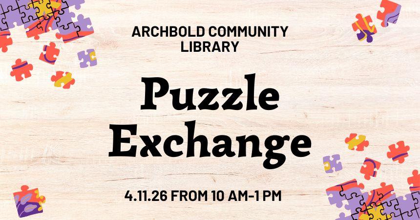 puzzle pieces congregate in the corners of the slide, which is designed to look like a wooden table top where you might put together a puzzle you got from our Puzzle Exchange!