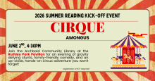 A carousel turns next to information about the June 2nd kickoff event